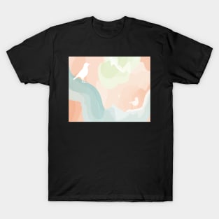 Modern Abstract Birds in Clouds T-Shirt